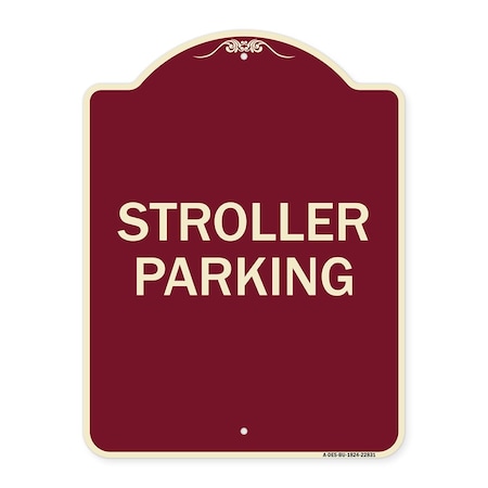Signmission Designer Series Sign Stroller Parking, Burgundy Heavy-Gauge Aluminum Sign, 24" x 18", BU-1824-22831 A-DES-BU-1824-22831